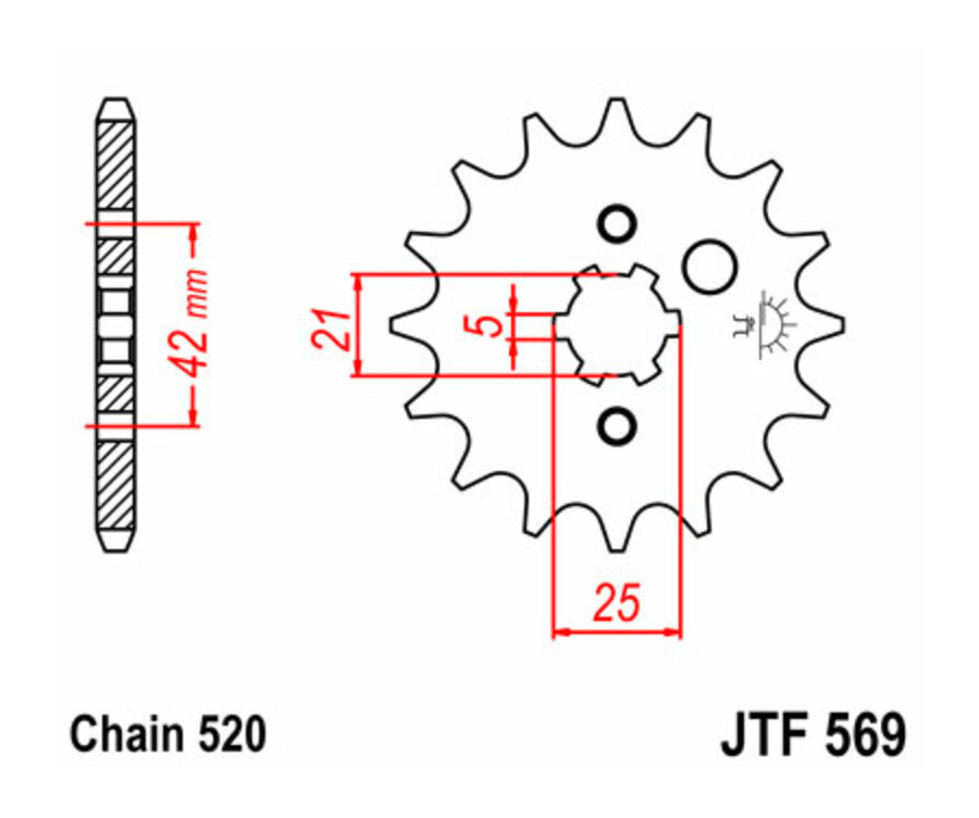 Pignon JT SPROCKETS acier standard 569 - 520 - 1077442002
