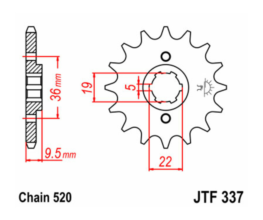Pignon JT SPROCKETS acier standard 337 - 520 - 1077357003