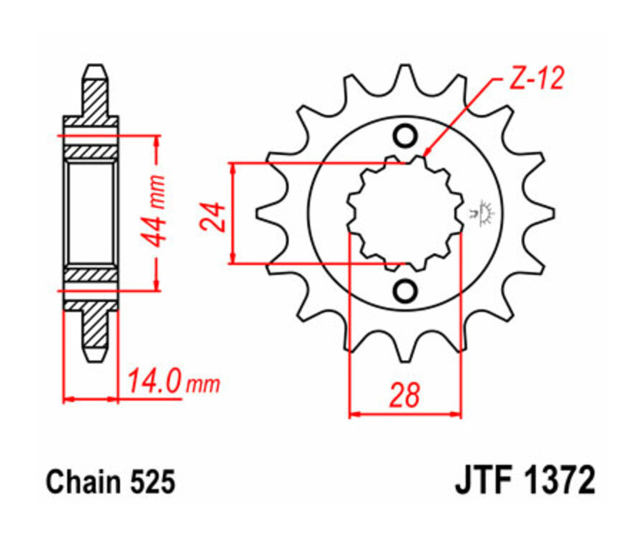 Pignon JT SPROCKETS acier standard 1372 - 525 - 1077240001