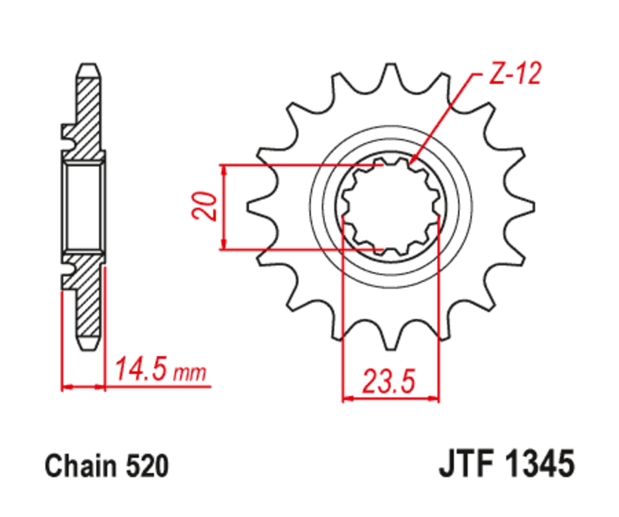 Pignon JT SPROCKETS acier anti-bruit 1345 - 525 - 1126788001