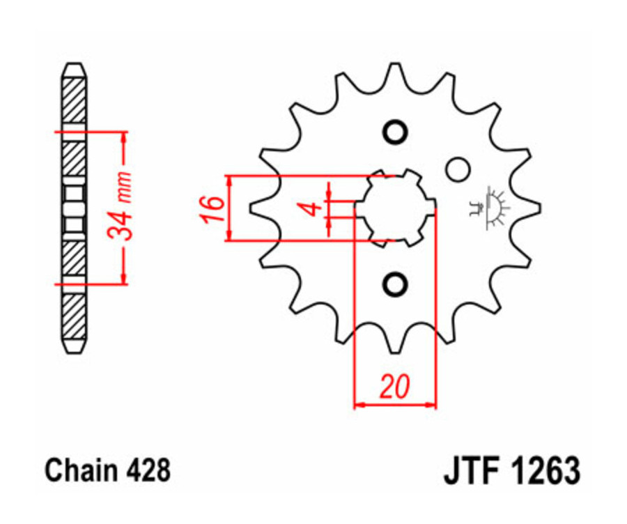 Pignon JT SPROCKETS acier standard 1263 - 428 - 1077215005