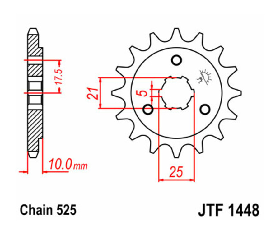 Pignon JT SPROCKETS acier standard 1448 - 525 - 1077258002