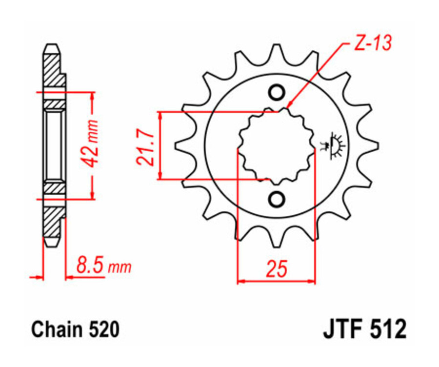 Pignon JT SPROCKETS acier standard 512 - 520 - 1077408001