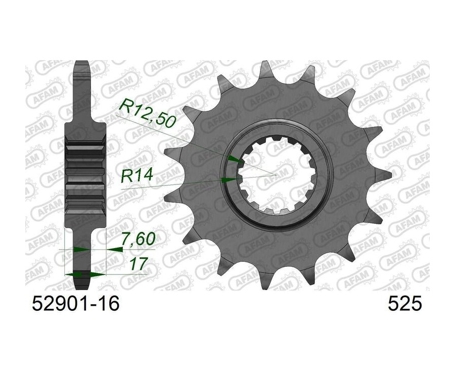 Pignon AFAM acier standard 52901 - 525 - 1077105003