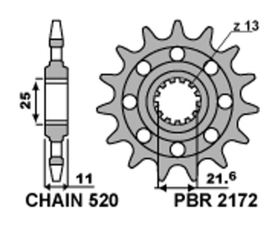 Pignon PBR acier standard 2172 - 520 - 1077594001