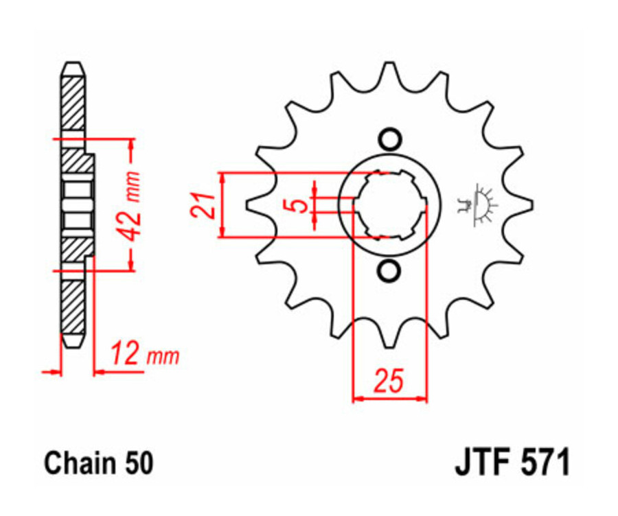 Pignon JT SPROCKETS acier standard 571 - 530 - 1077444001