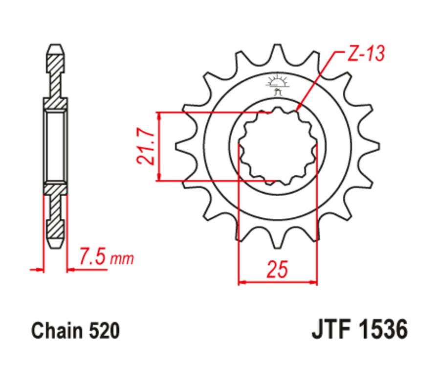 Pignon JT SPROCKETS acier anti-bruit 1536 - 520 - 1126791002