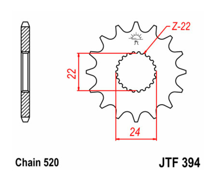 Pignon JT SPROCKETS acier standard 394 - 520 - 1077364005