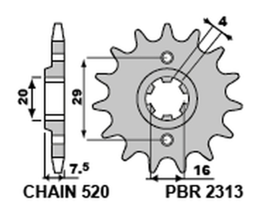 Pignon PBR acier standard 2313 - 520 - 1077634001