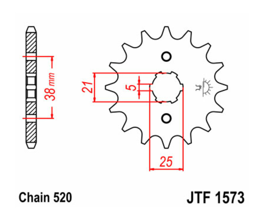 Pignon JT SPROCKETS acier standard 1573 - 520 - 1077282001