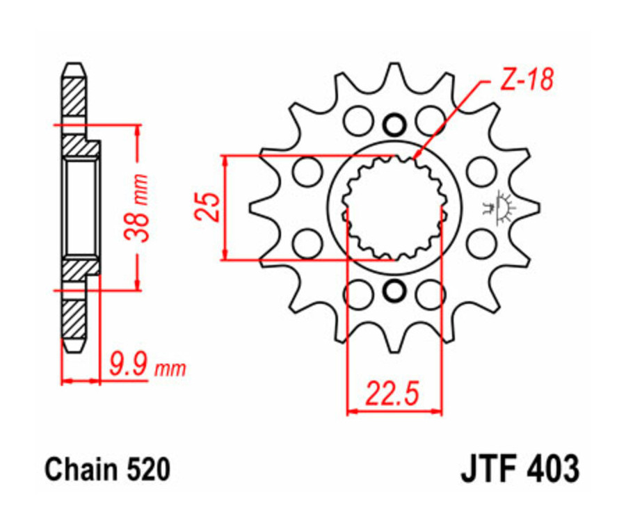Pignon JT SPROCKETS acier standard 403 - 520 - 1077366001