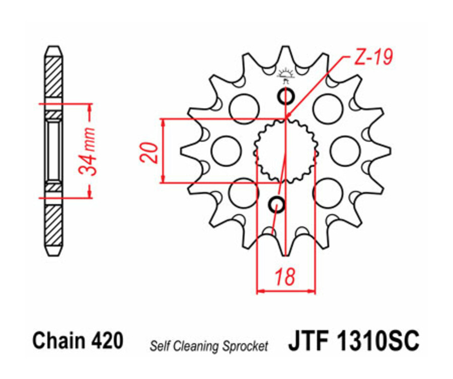 Pignon JT SPROCKETS acier anti-boue 1310 - 420 - 1077225002