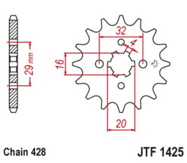 Pignon JT SPROCKETS 14 dents acier standard pas 428 type 1425