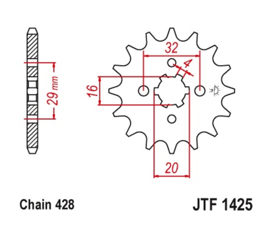 Pignon JT SPROCKETS 14 dents acier standard pas 428 type 1425 - 1096587002