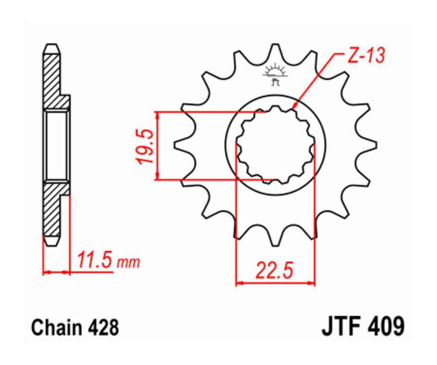 Pignon JT SPROCKETS acier standard 409 - 428 - 1077369001