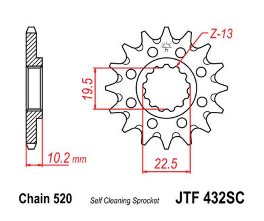 Pignon JT SPROCKETS acier anti-boue 432 - 520 - 1077390003