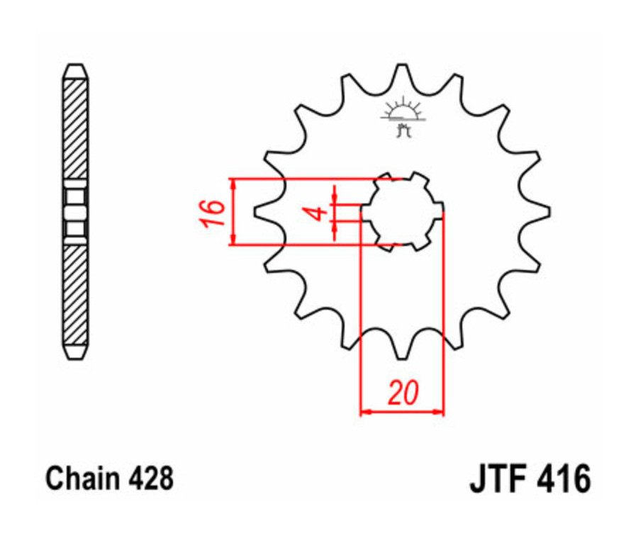Pignon JT SPROCKETS acier standard 416 - 428 - 1077372002