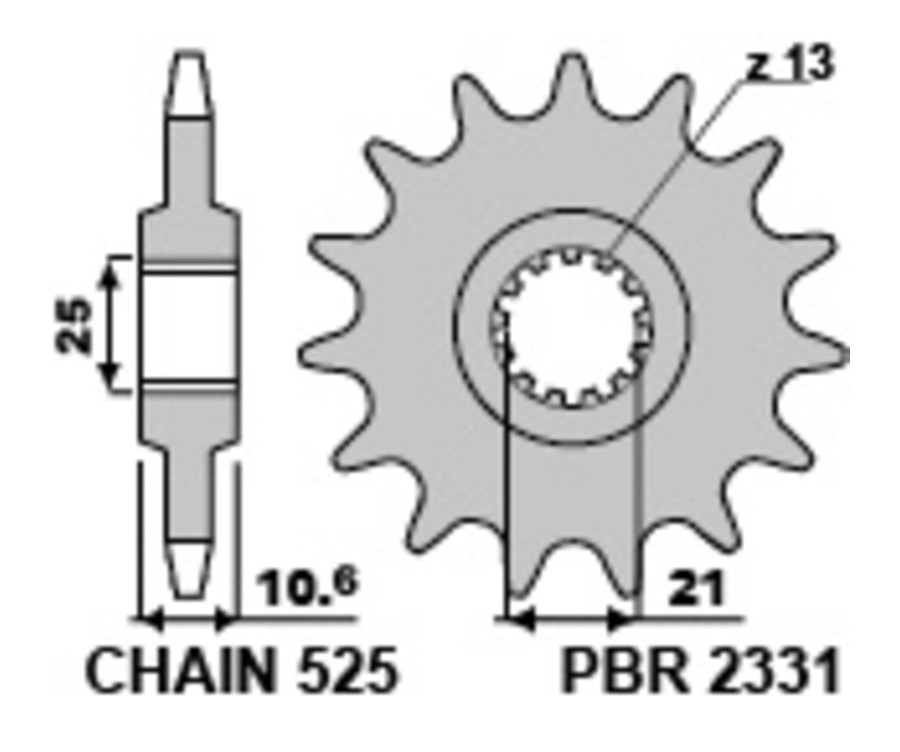 Pignon PBR acier standard 2331 - 525 - 1077636002