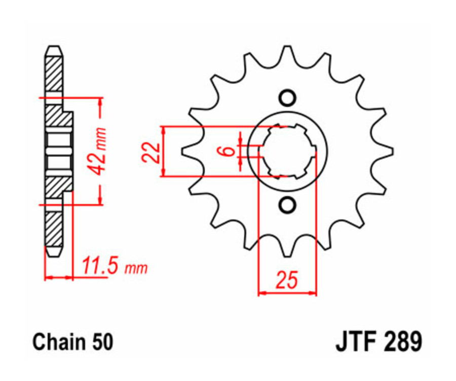 Pignon JT SPROCKETS acier standard 289 - 530 - 1077330001