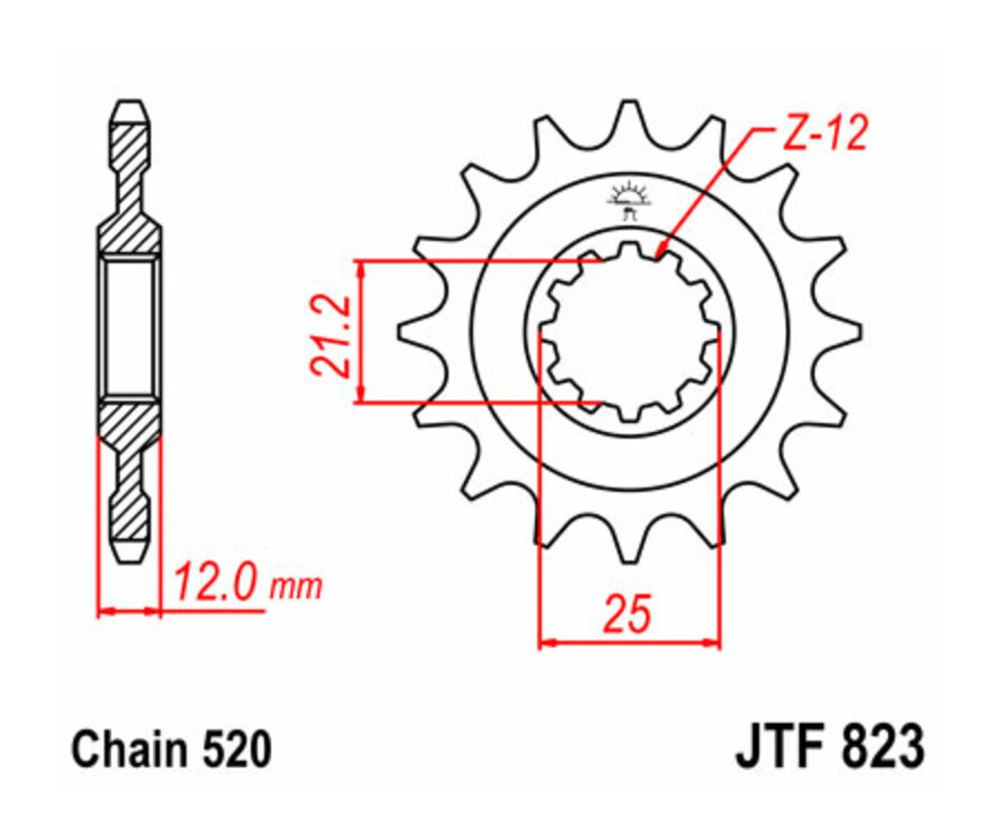 Pignon JT SPROCKETS acier standard 823 - 520 - 1077481004