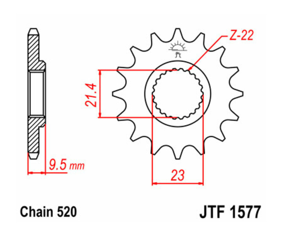 Pignon JT SPROCKETS acier standard 1577 - 520 - 1077283001