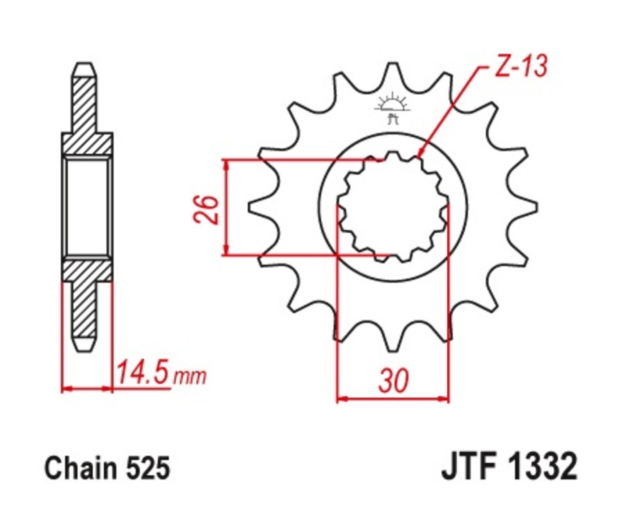 Pignon JT SPROCKETS acier standard 1332 - 525 - 1077233001