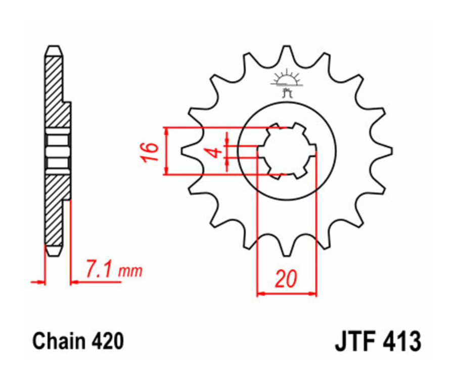 Pignon JT SPROCKETS acier standard 413 - 420 - 1077371002