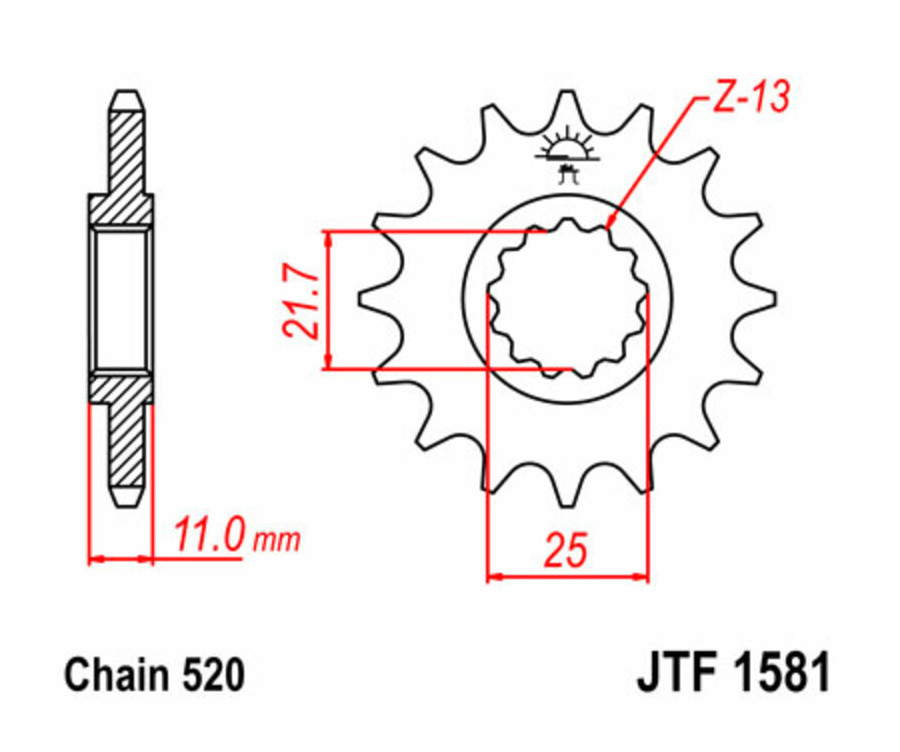 Pignon JT SPROCKETS acier standard 1581 - 520 - 1077286003