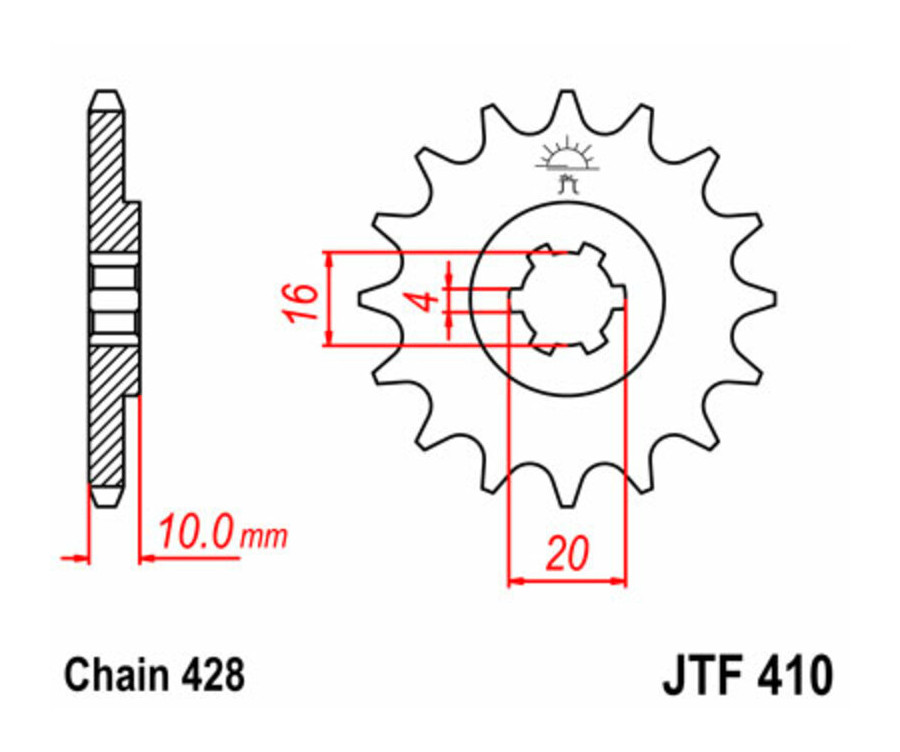 Pignon JT SPROCKETS acier standard 410 - 428 - 1077370003