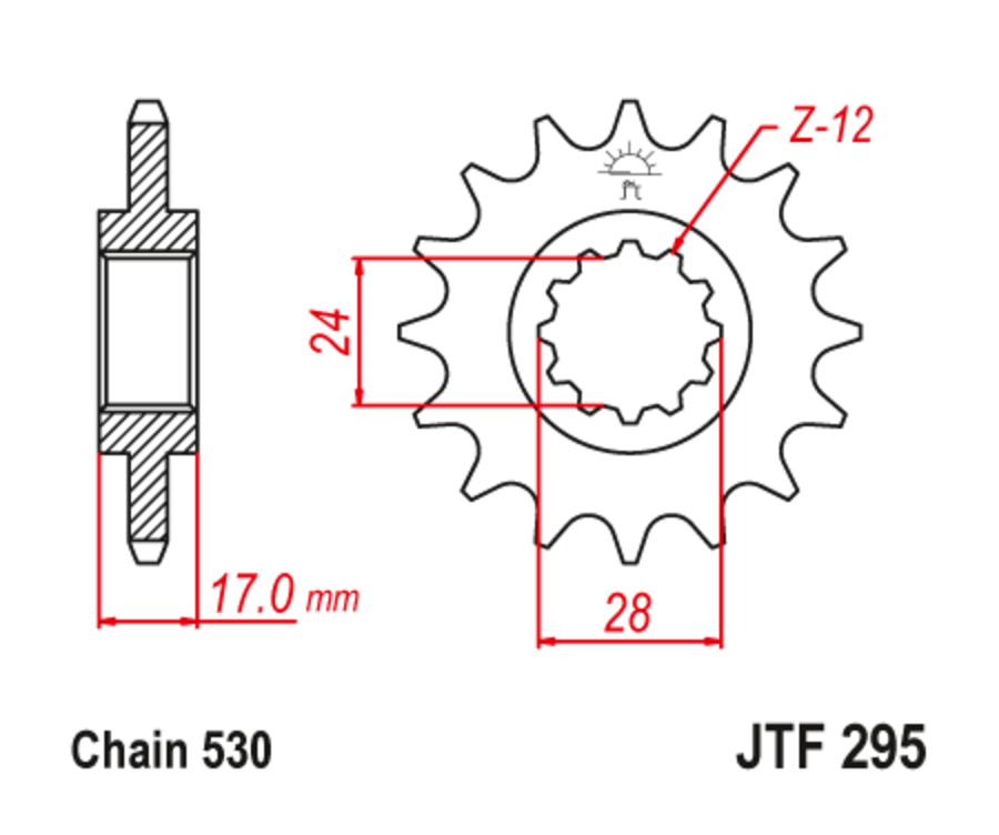 Pignon JT SPROCKETS acier anti-bruit 295 - 525 - 1126795001