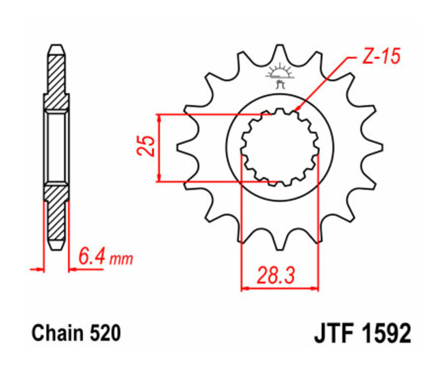 Pignon JT SPROCKETS acier standard 1592 - 520 - 1077291001