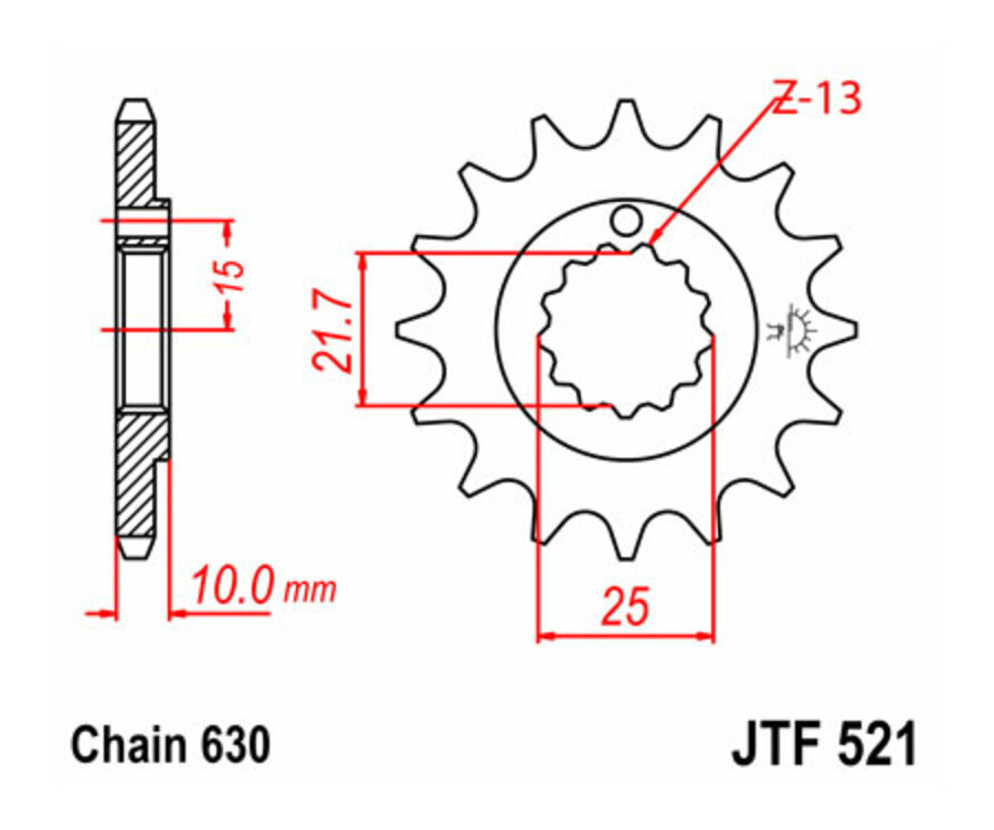 Pignon JT SPROCKETS acier standard 521 - 630 - 1077417001