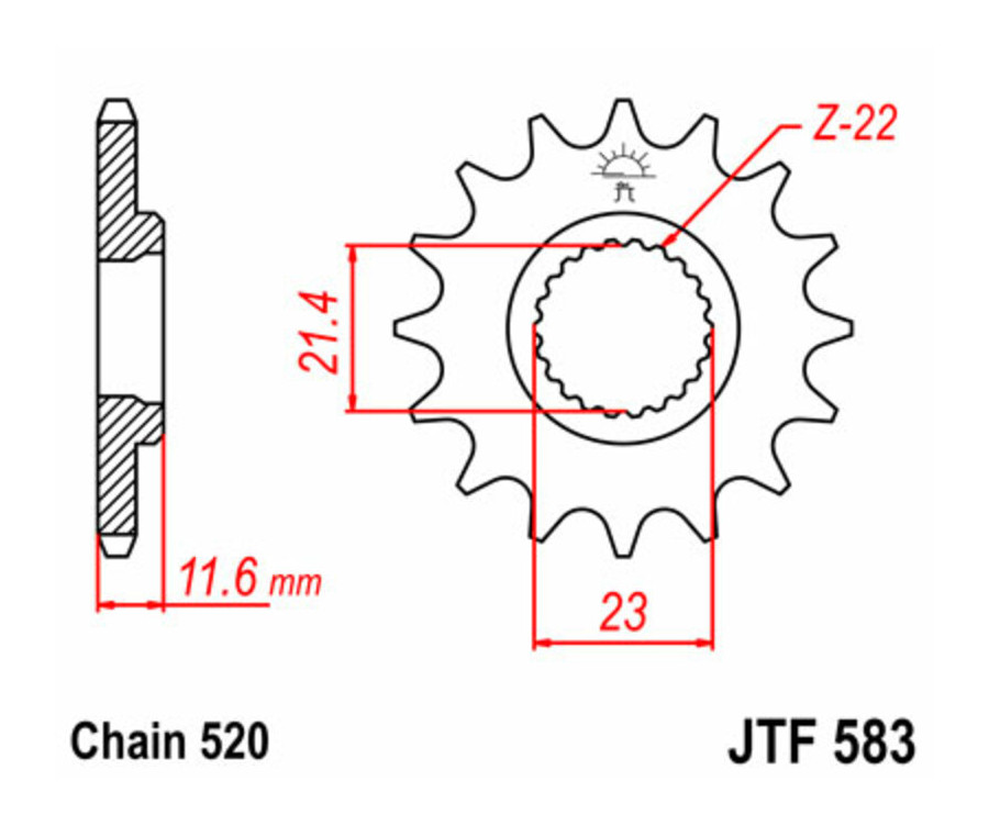 Pignon JT SPROCKETS acier standard 583 - 520 - 1077454001