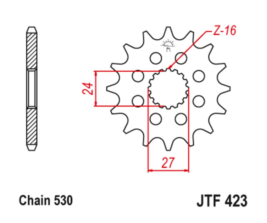 Pignon JT SPROCKETS acier anti-bruit 423 - 530 - 1126798002
