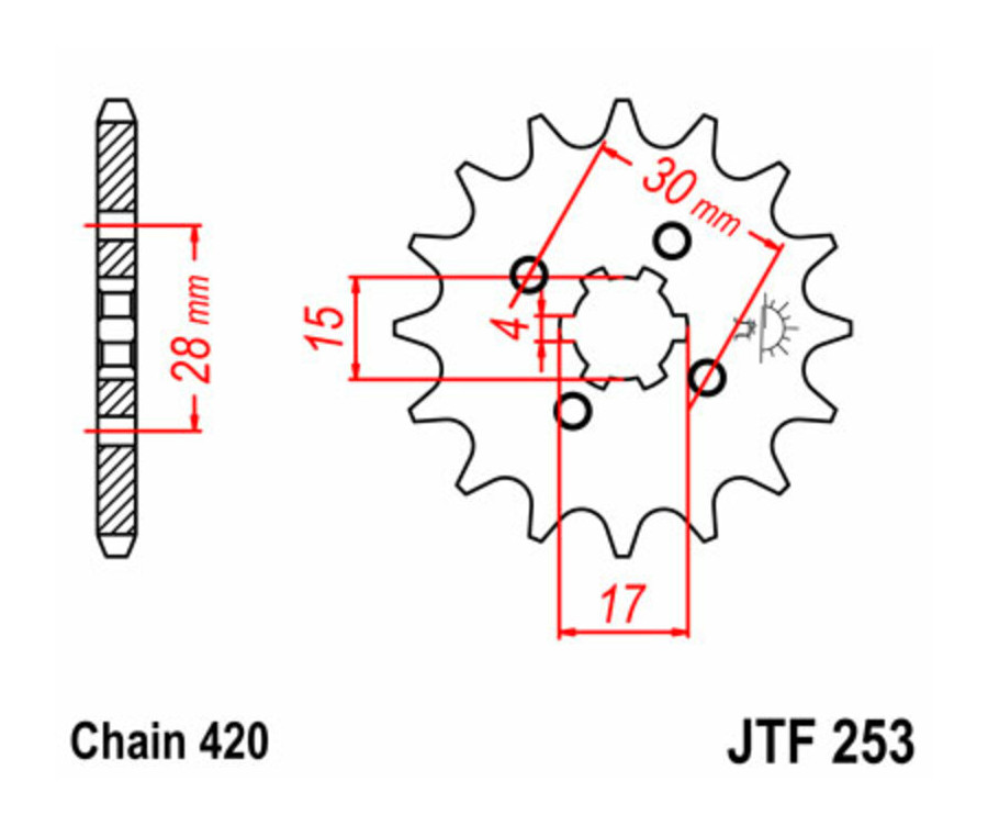 Pignon JT SPROCKETS acier standard 253 - 420 - 1077309003