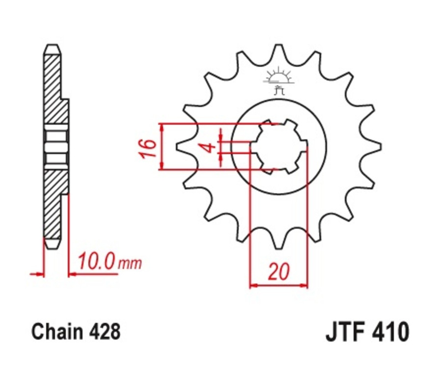 Pignon JT SPROCKETS acier standard 410 - 428 - 1077197001