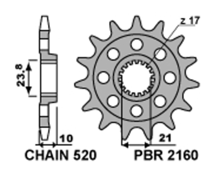 Pignon PBR acier standard 2160 - 520 - 1077591001