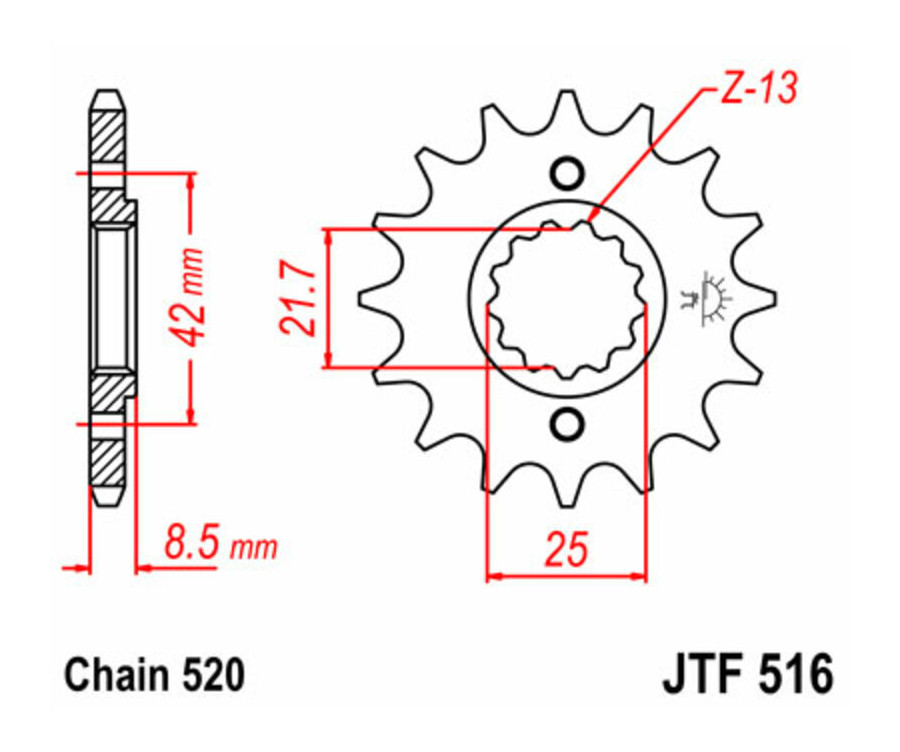 Pignon JT SPROCKETS acier standard 516 - 520 - 1077411003
