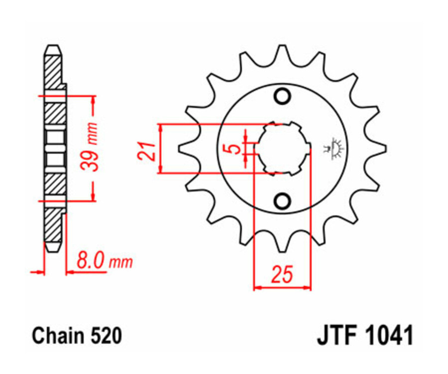 Pignon JT SPROCKETS acier standard 1041 - 520 - 1077199002