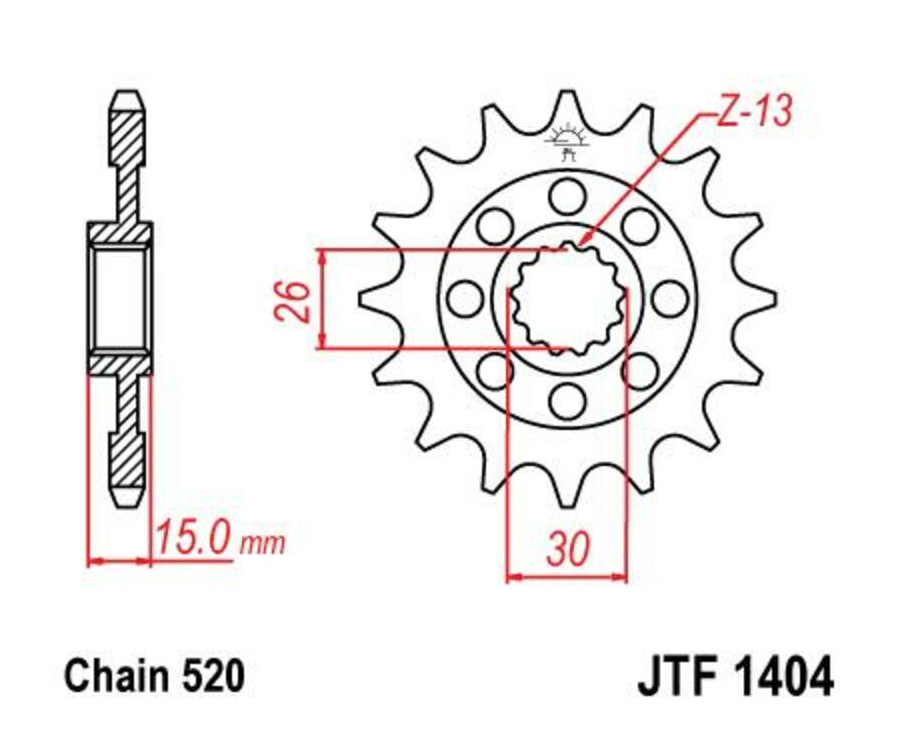 Pignon JT SPROCKETS acier standard 1404 - 520 - 1077244003