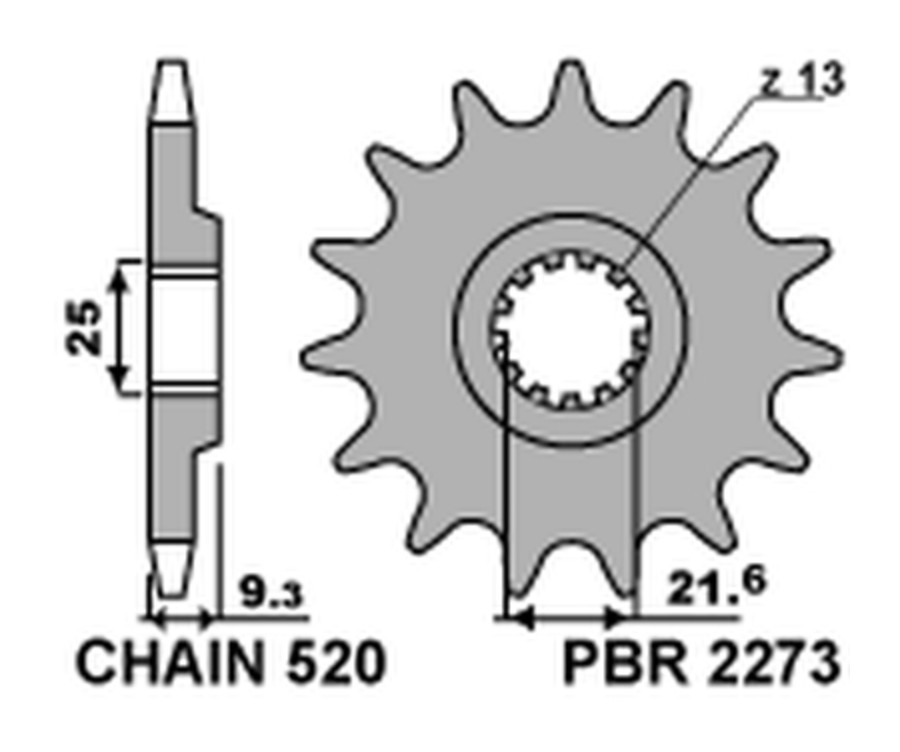 Pignon PBR acier standard 2273 - 520 - 1077626001