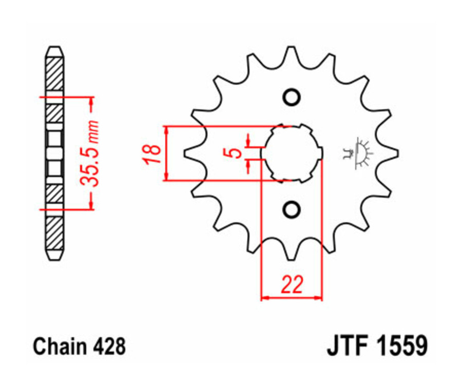 Pignon JT SPROCKETS acier standard 1559 - 428 - 1077280001