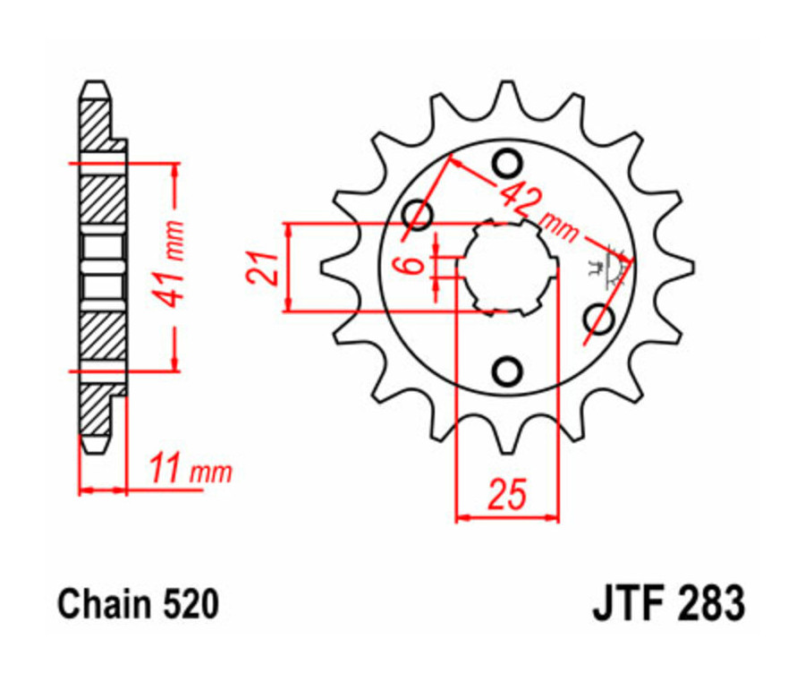 Pignon JT SPROCKETS acier standard 283 - 520 - 1077323001