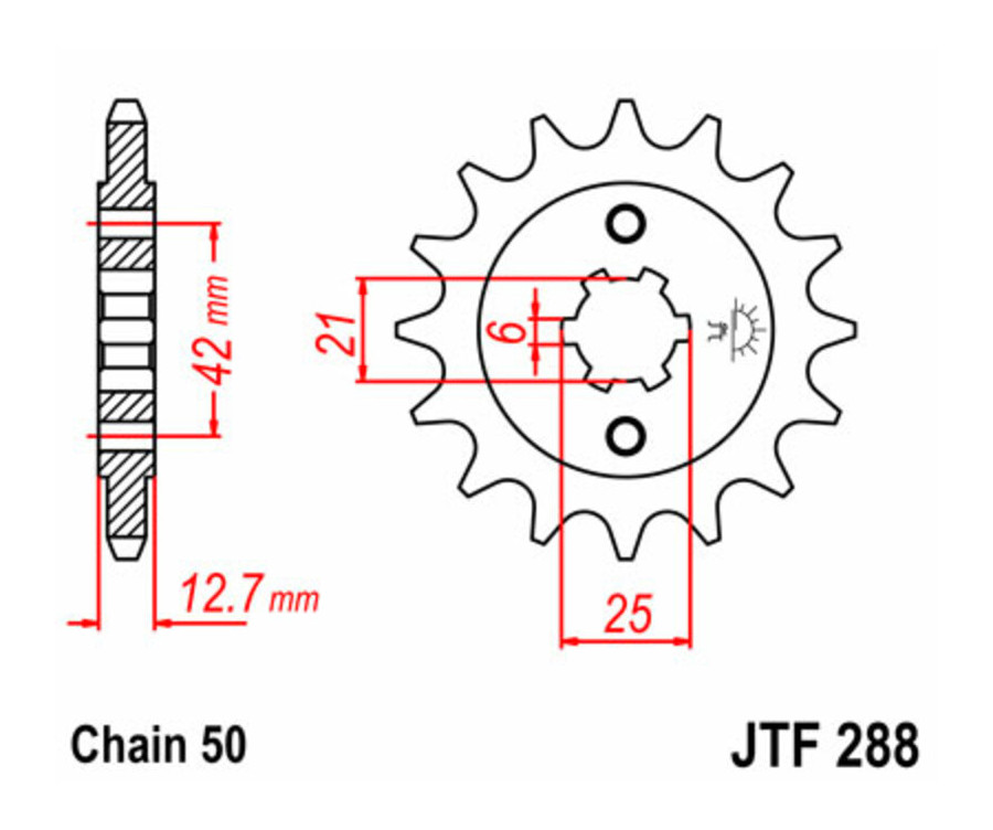 Pignon JT SPROCKETS acier standard 288 - 530 - 1077329001