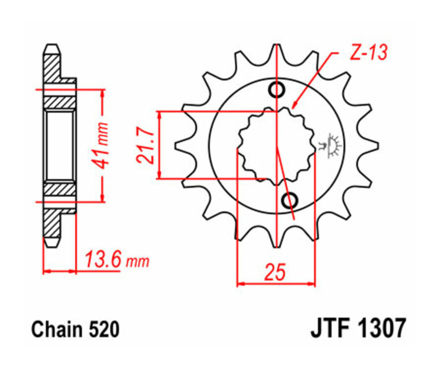 Pignon JT SPROCKETS acier standard 1307 - 520 - 1077223001