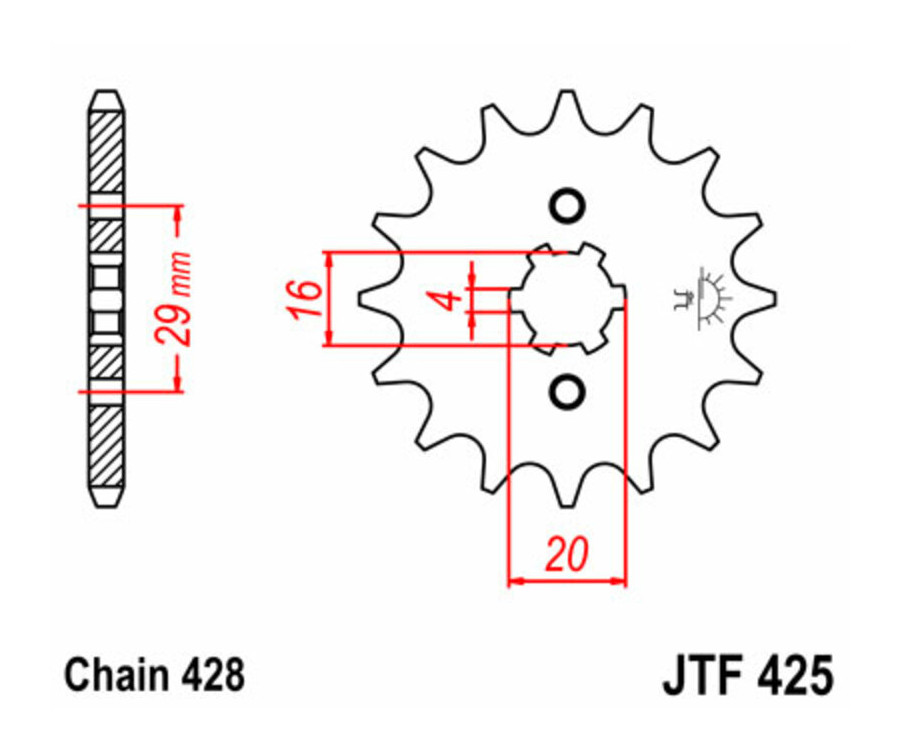 Pignon JT SPROCKETS acier standard 425 - 428 - 1077382004