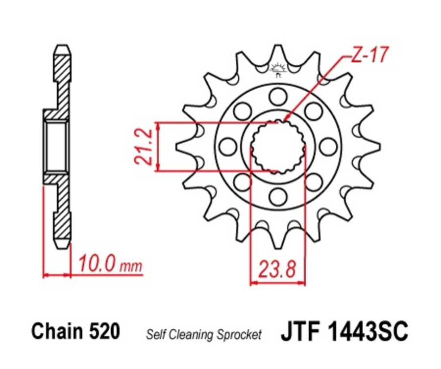 Pignon JT SPROCKETS acier anti-boue 1443 - 520 - 1077253001