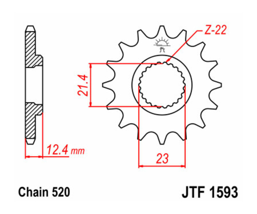 Pignon JT SPROCKETS acier standard 1593 - 520 - 1077292001