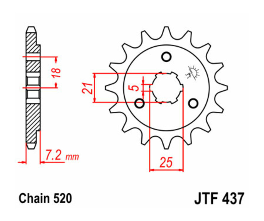 Pignon JT SPROCKETS acier standard 437 - 520 - 1077395002