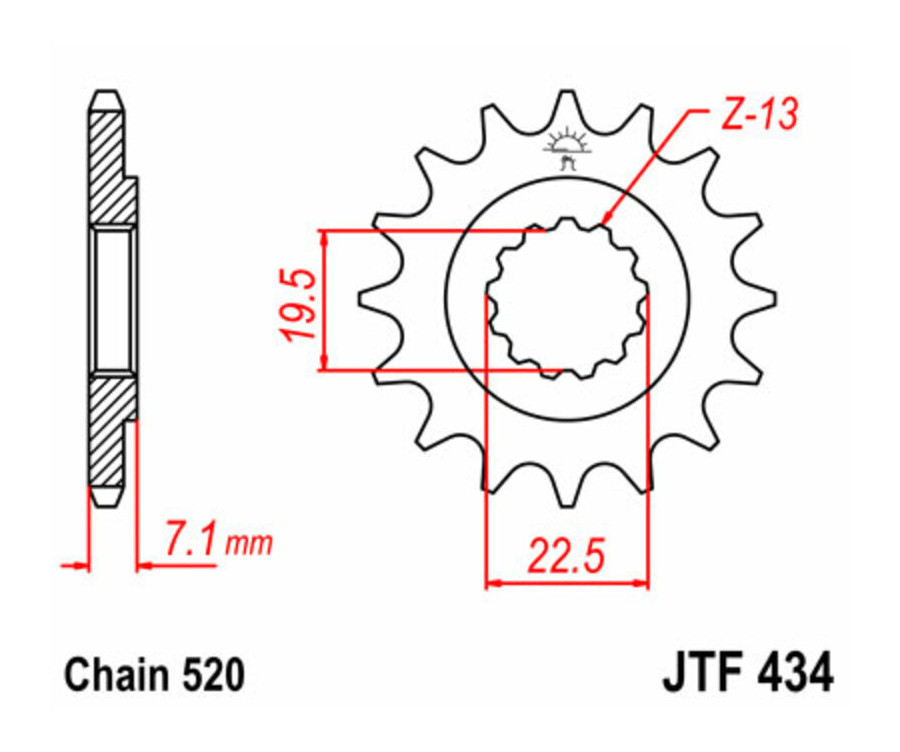 Pignon JT SPROCKETS acier standard 434 - 520 - 1077392002